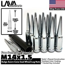 24x Chrome 14x1.5 Spike Lug Nut Fit Armada Titan XD QX56 QX80 Tundra Aftermarket picture