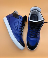 Fendi Face Blue Black Leather Sneakers Men Size 43 / 10 picture