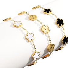 3-Pcs 18k Gold Plated Clover Lucky Bracelet For Women Flower Five Leaf Bracelets picture