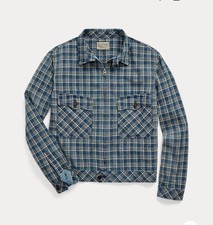 NWT $590 RRL Double RL Indigo Checked Linen Cotton Jacket Men’s Size-M picture