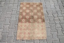 2x3 ft Handmade Turkish Rug Beige, Brown Pastel, Vintage for Tribal Entryway picture