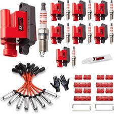 Set of 8 Square Ignition Coil Pack and Spark Plug Wire Harness for Chevy GMC Hum picture