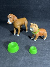 Vintage Mattel Sunshine Family Pets & Their World - Cat Dog Figures with Bowls picture