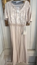 Another Thyme Vintage NWT Maxi Lace Satin Dress Cream Cottage Ren Plus 26 picture