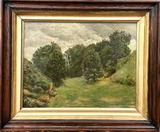 19th Cen. Small French Impressionist Original Oil Painting Landscape Framed picture