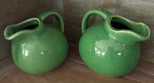 Two vintage mid century ceramic ball green creamers, USA #1 & one unmarked picture