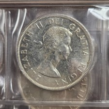 1958 Canada Silver Dollar Totem Pole Better Grade AU Or Better picture