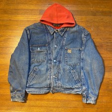 Vintage 1991 Polo Country Ralph Lauren Denim Jacket Hooded Red Inset Mens Large picture