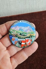VINTAGE HAND MADE ENAMEL BADGE # DEUTSCHE ALPENSTRASSE GARMISCH OBERSTDORF picture