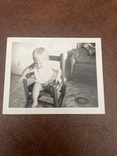 Vintage PHOTO Snapshot BABY Happy Rocking Chair picture