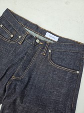 Gustin Selvedge Men's California Straight 34 Button Fly Denim Jeans Dark Wash picture