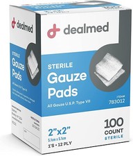 Dealmed Sterile Gauze Pad Sponges Dressing, 2