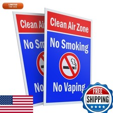 SignMission Clean Air Zone No Smoking No Vaping (2-Pack) 24