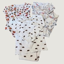 Gymboree Kids Size 8 Organic Cotton Thermal Pajamas Set of 3 Fall Winter Prints picture
