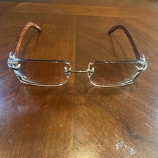 Authentic Vintage Cartier Rimless Eyeglasses – Bubinga Wood Temples – Late 1990s picture