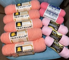 Vintage Yarn Lot Sayelle Wintuk Orlon Acrylic Pink Peach Coral 10 Skeins Retro picture