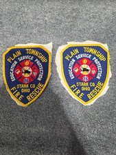 Vintage Plain Township Fire Rescue Stark County Ohio Patch Lot of 2 Firefighter picture