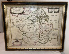 Rare Original antique hand colored European Map France Janssonius J 1662 2-sided picture