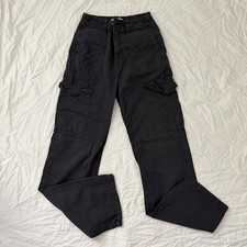 zara washed black cargo pants size 0 picture