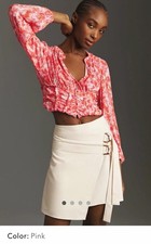 NWT Anthropologie WomenS long Sleeve Cropped Blouse floral Pink XXS picture