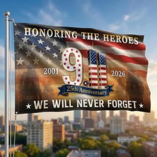 Never Forget 9/11 Flag, 25th Anniversary Memorial Outdoor Flag, Honoring The picture