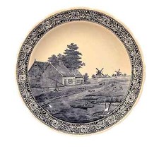 Vintage Delfts Boch 15 1/2 Windmill blue &WhiteCharger Platter/Plate picture
