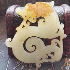 Ancient China Antique Jade Collection Dragon Statue Carving Pendant picture