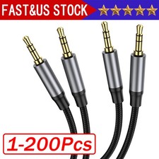 6FT 3.5mm AUX Audio Nylon Braided Cord Cable PC iPod Car Phone headphone lot picture