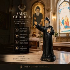 St. Charbel Makhlouf of Lebanon Holy Statue 13 Cm + GIFT Rosary Holy Land picture