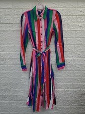 New Boden Kate Long Sleeve Button Up Stripped Dress Multi Size 2R picture