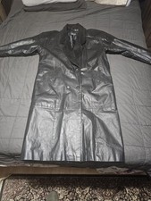 Vintage Marco Morani Black Leather Trench Coat Size XL picture