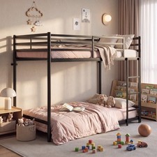 Twin Size Low Loft Bed,Kids Bunk Bed Twin Over Twin Frame,Low Metal Loft Bed picture
