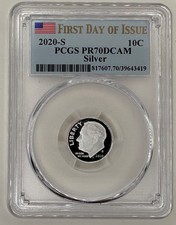 2020 S Silver PCGS PR70DCAM Roosevelt -First Day of Issue - Flag picture