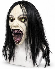 Horror Crying Woman Mask with Wigs Scary Evil Ghost Devil Creepy Demon Full Head picture
