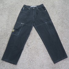 Vintage Paco Jeans Mens 30 Black Carpenter Utility Skater Baggy Cargo Y2K 30x29 picture
