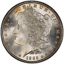 1885-P High-End PCGS MS65 (Gem) Morgan Dollar | Flashy | 40th Anniversary Label picture