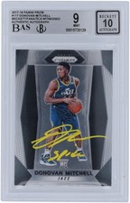 Donovan Mitchell Jazz Signed 2017-18 Panini Prizm #117 BAS 9/10 Rookie w/Insc picture