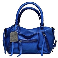 Free People Baby Emerson Bag Sapphire Blue Leather Slouch Crossbody Satchel NEW picture