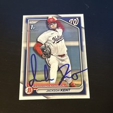 JACKSON KENT SIGNED 2024 1ST BOWMAN DRAFT BASEBALL CARD NATIONALS #BD-174 picture
