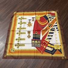 Charmelle Vintage Soldier Uniform Poly Scarf 30x30 Red Brown Orange Gold Red NIP picture