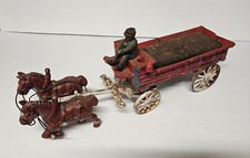 Vintage Cast Iron Horse And Carriage - Great Restoration Project picture