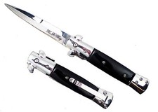 Black & Chrome Blade Michael Corleone Godfather SPRING Assisted Open Stiletto picture