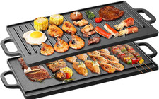 Plancha Reversible Hierro Fundido para Cocina y Parrilla Antiadherente Camping picture