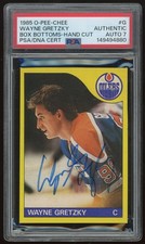 1985-86 O-Pee-Chee Box Bottoms Wayne Gretzky Auto #G PSA Auth / 7 - Oilers HOF picture