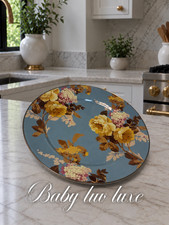 Mackenzie-Childs Wild Rose Slate Charger Plates Set of 4 Floral Brand New in Box picture