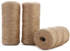 Jute Twine String Hemp Rope - 984 Feet 2mm 3ply Natural Burlap Cord Rolls 3 Pcs picture
