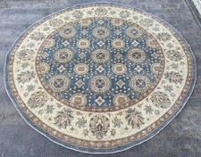 8x8 ft Oriental Hand Knotted Round Afghan Geometric Ziegler Turkish Bedroom Rug picture