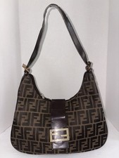 Vintage Fendi Zucca FF Monogram Brown Canvas Leather Shoulder Hobo Bag Italy picture