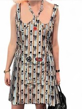 Chopova Lowena Pinafore Midi Dress Multicolor Stripe Velvet Rose M picture