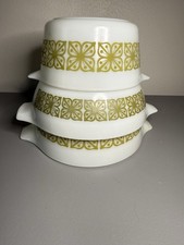 Vintage Set of 3 Pyrex Verde Green Casserole Dishes #473 #474 picture
